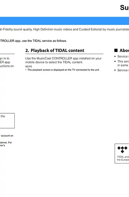 yamaha雅马哈Supplement for TIDAL